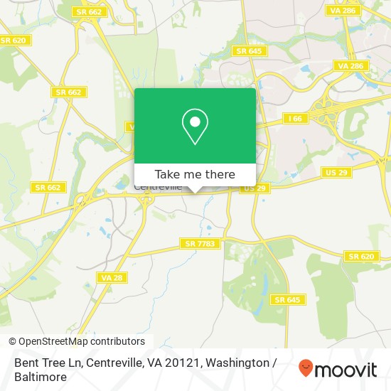 Mapa de Bent Tree Ln, Centreville, VA 20121