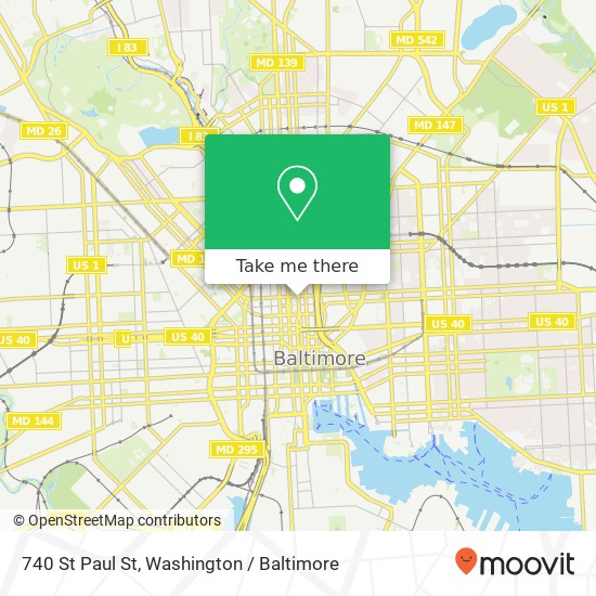 Mapa de 740 St Paul St, Baltimore, MD 21202