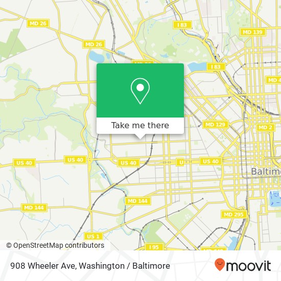 Mapa de 908 Wheeler Ave, Baltimore, MD 21216