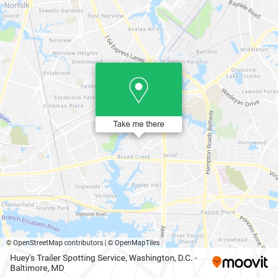 Huey's Trailer Spotting Service map