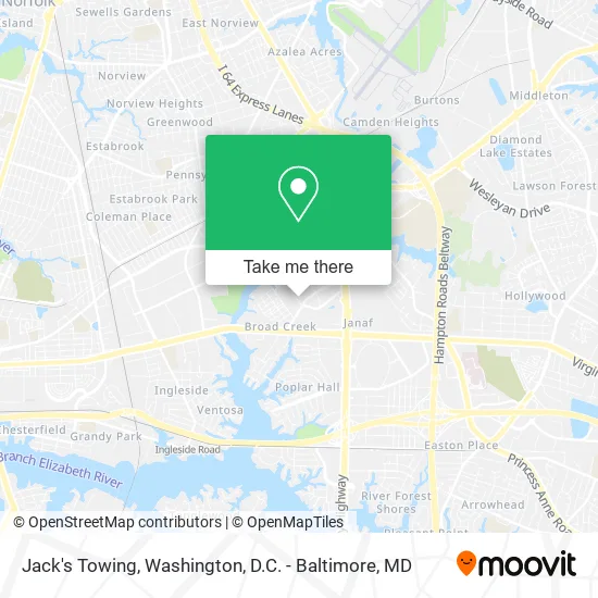 Jack's Towing map