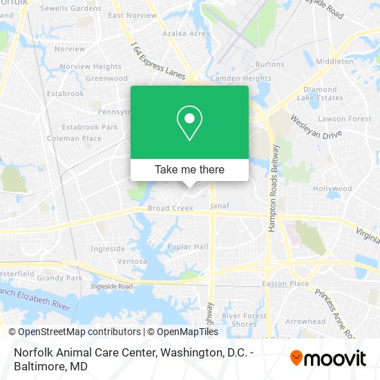 Norfolk Animal Care Center map