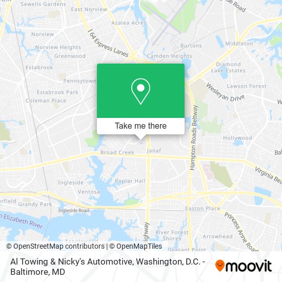 Al Towing & Nicky's Automotive map