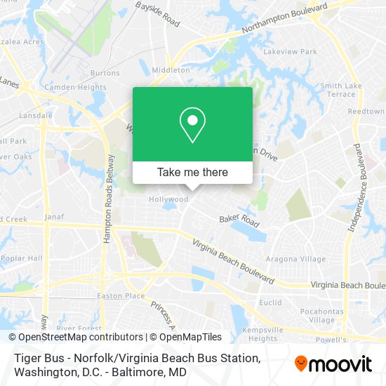 Tiger Bus - Norfolk / Virginia Beach Bus Station map