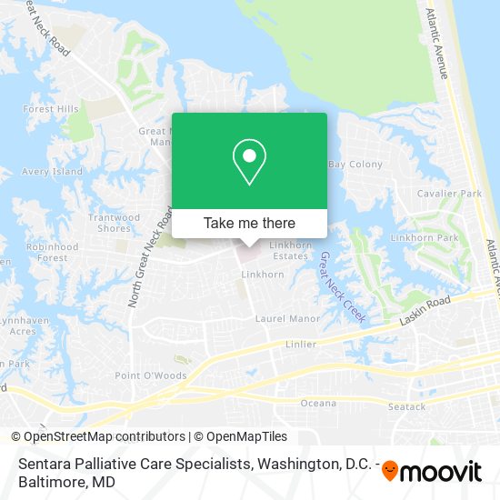 Mapa de Sentara Palliative Care Specialists