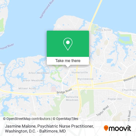 Jasmine Malone, Psychiatric Nurse Practitioner map