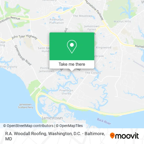 R.A. Woodall Roofing map