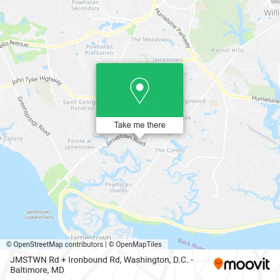 JMSTWN Rd + Ironbound Rd map