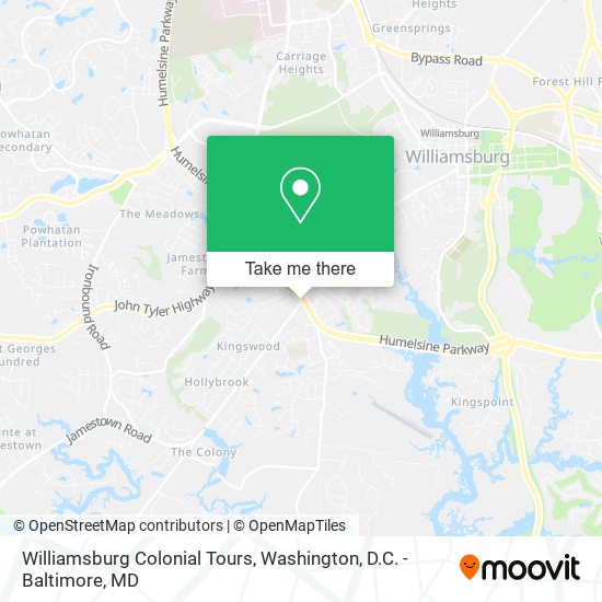 Williamsburg Colonial Tours map