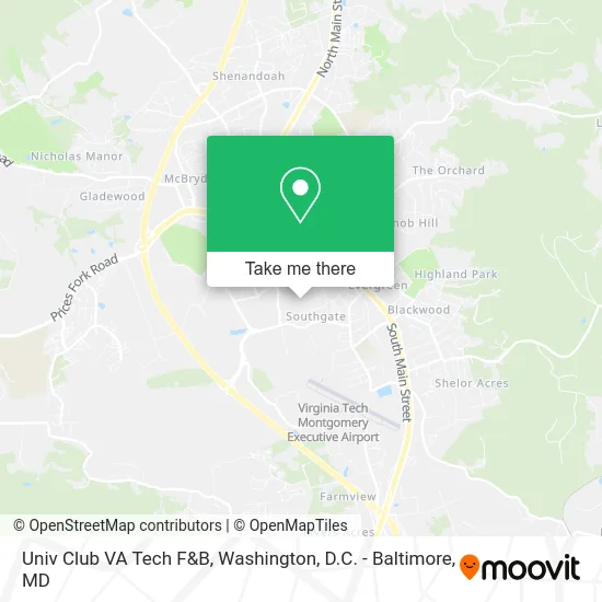 Univ Club VA Tech F&B map