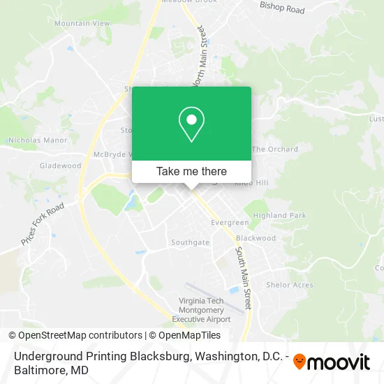 Underground Printing Blacksburg map
