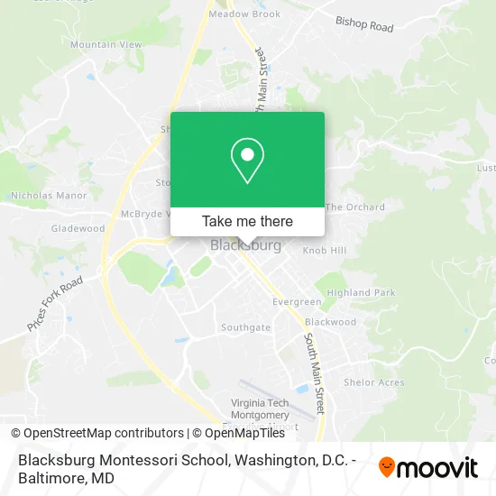 Mapa de Blacksburg Montessori School