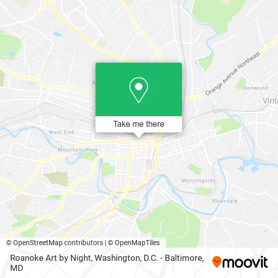 Roanoke Art by Night map