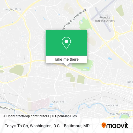 Tony's To Go map