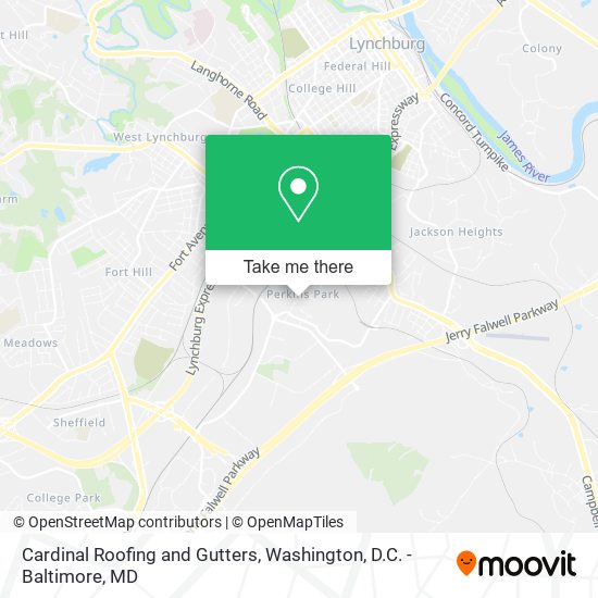 Cardinal Roofing and Gutters map