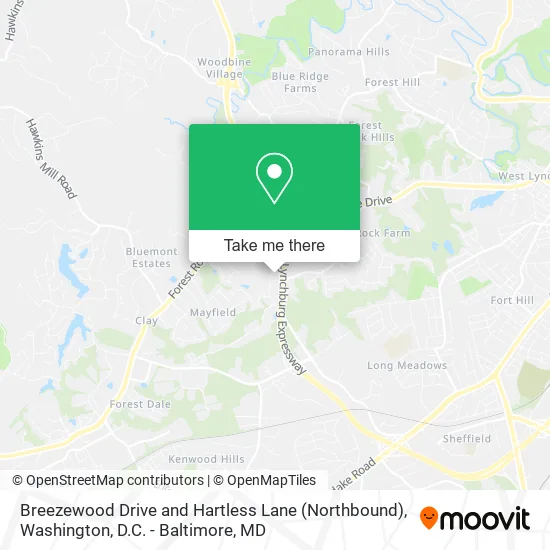 Breezewood Drive and Hartless Lane (Northbound) map