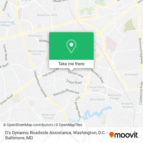 D's Dynamic Roadside Assistance map