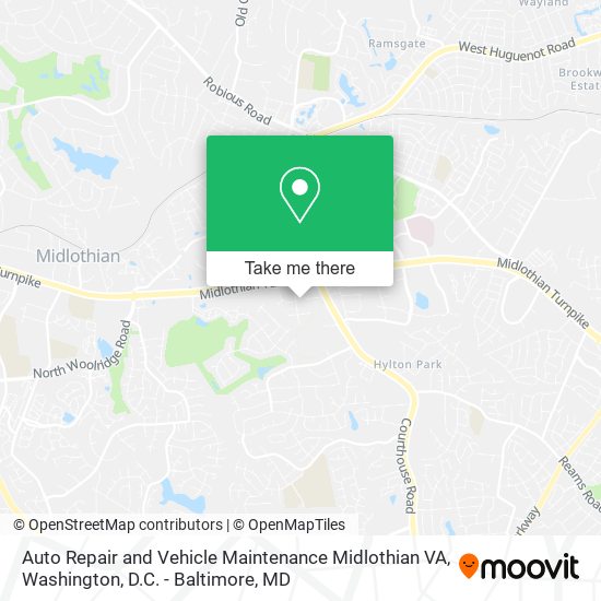 Auto Repair and Vehicle Maintenance Midlothian VA map