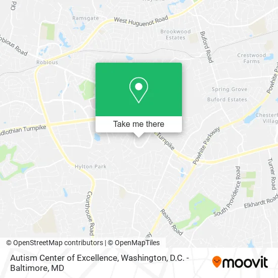 Autism Center of Excellence map