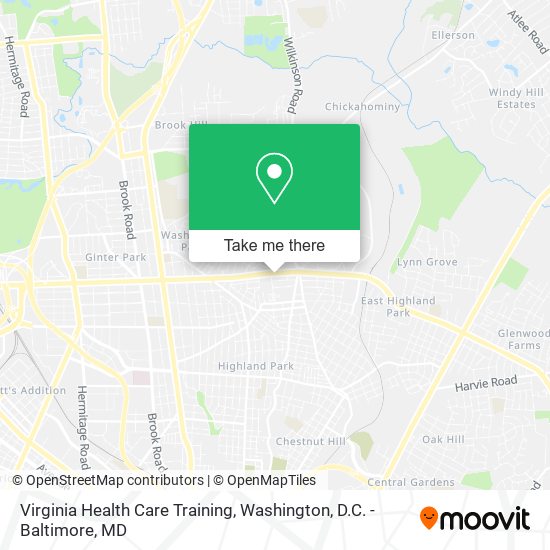 Virginia Health Care Training map