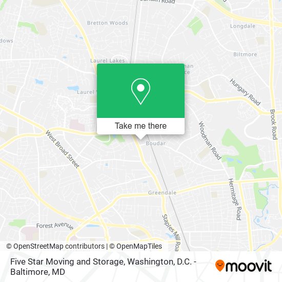 Five Star Moving and Storage map