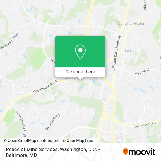 Peace of Mind Services map