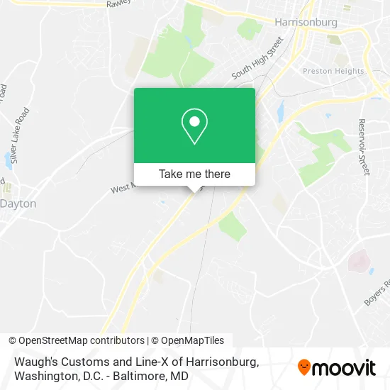 Waugh's Customs and Line-X of Harrisonburg map