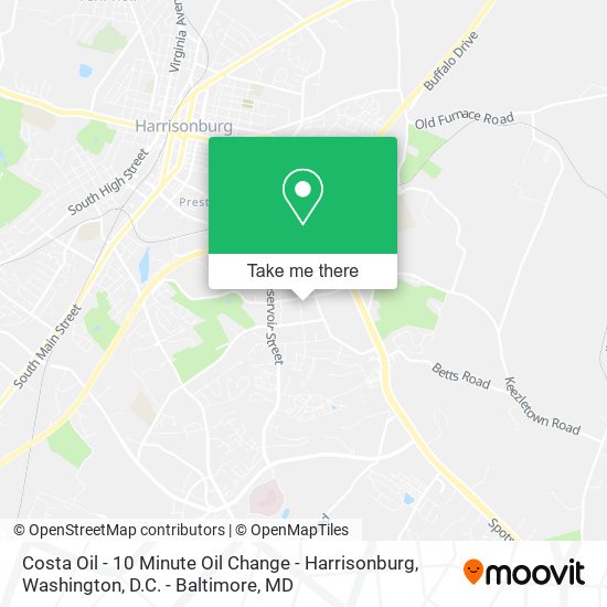 Costa Oil - 10 Minute Oil Change - Harrisonburg map