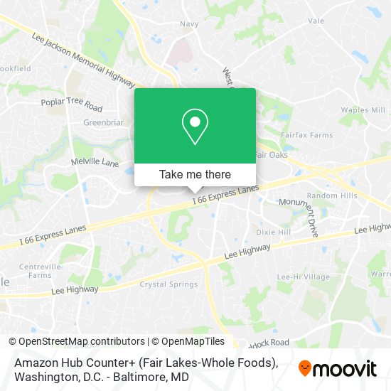 Mapa de Amazon Hub Counter+ (Fair Lakes-Whole Foods)