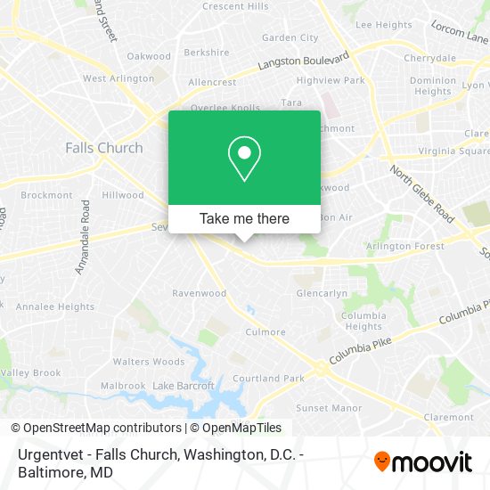 Mapa de Urgentvet - Falls Church