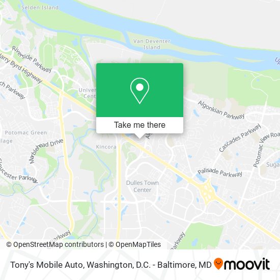 Tony's Mobile Auto map