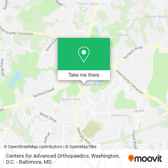 Centers for Advanced Orthopaedics map