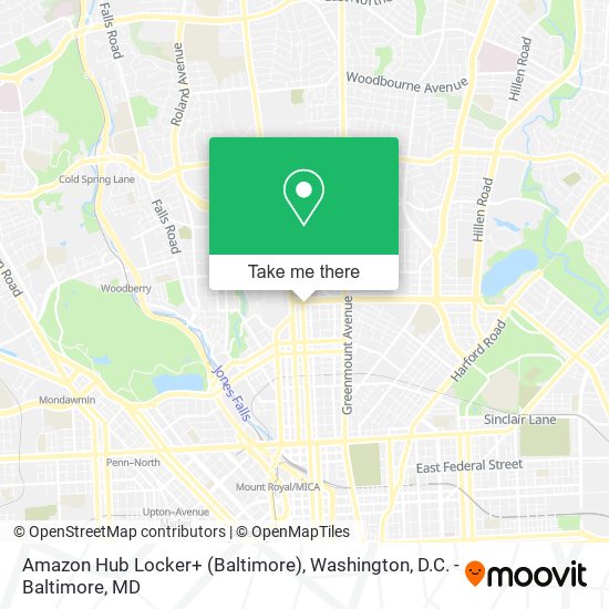 Mapa de Amazon Hub Locker+ (Baltimore)