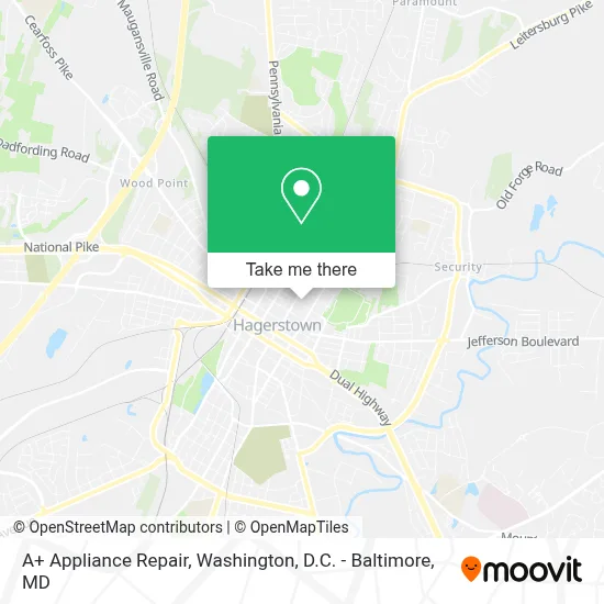 A+ Appliance Repair map