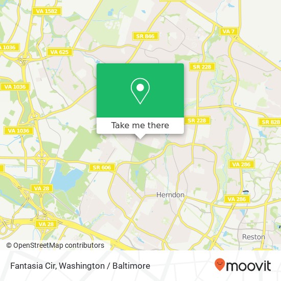 Mapa de Fantasia Cir, Herndon, VA 20170