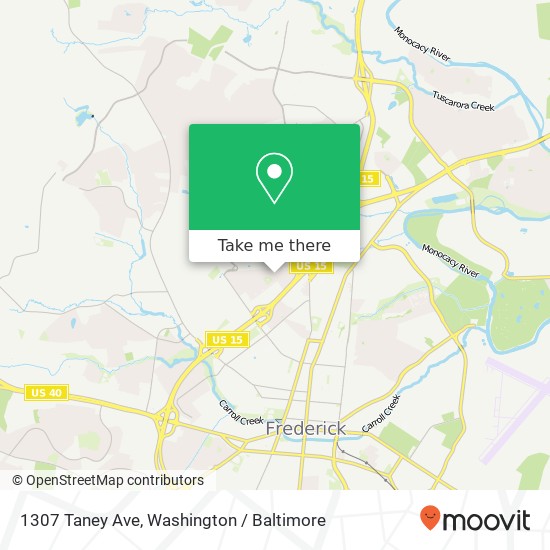 Mapa de 1307 Taney Ave, Frederick, MD 21702