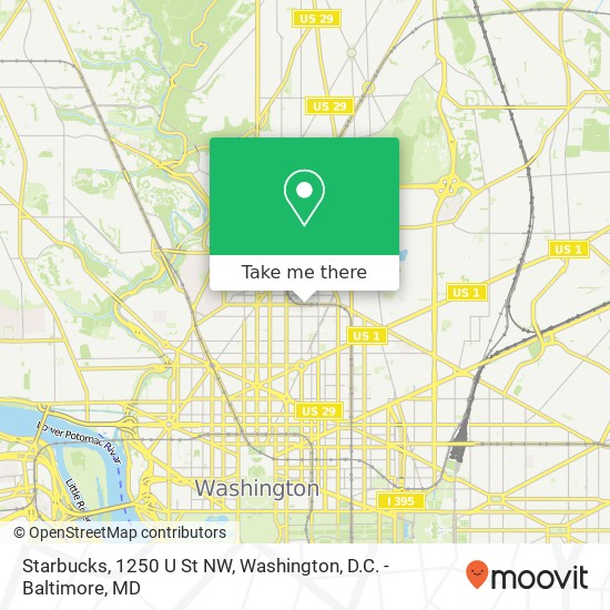 Mapa de Starbucks, 1250 U St NW