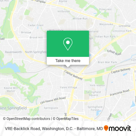VRE-Backlick Road map