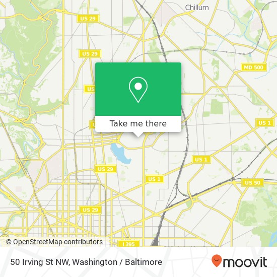 50 Irving St NW, Washington, <B>DC< / B> 20422 map