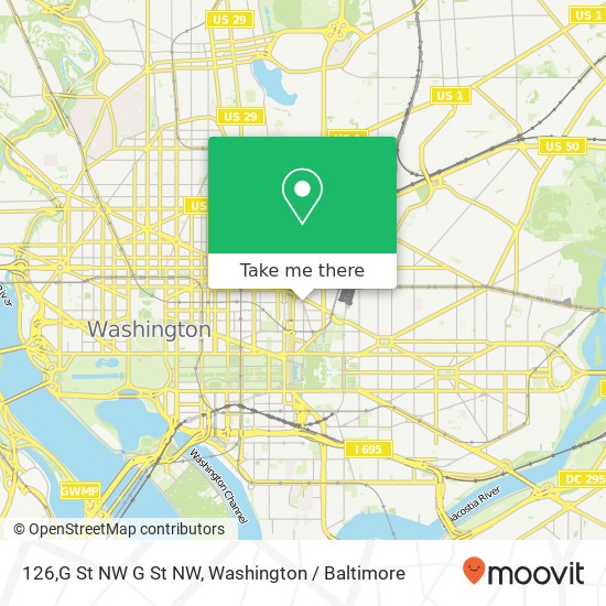 Mapa de 126,G St NW G St NW, Washington, DC 20001