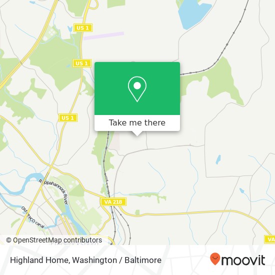 Mapa de Highland Home, Fredericksburg (Washington DC Metro Area)