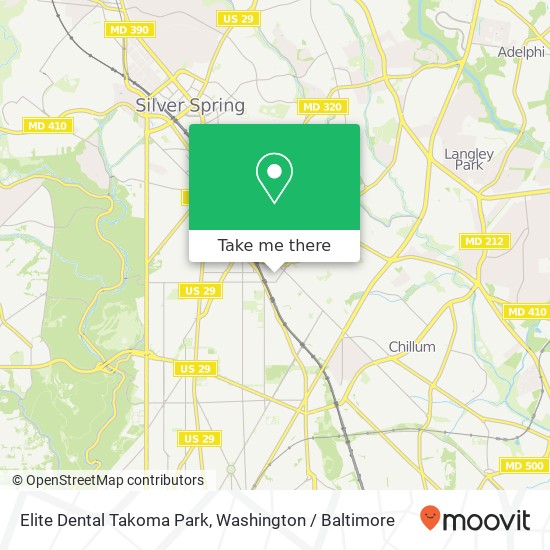 Elite Dental Takoma Park, 6925 Willow St NW map