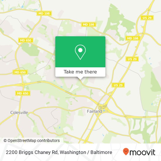Mapa de 2200 Briggs Chaney Rd, Silver Spring, MD 20905