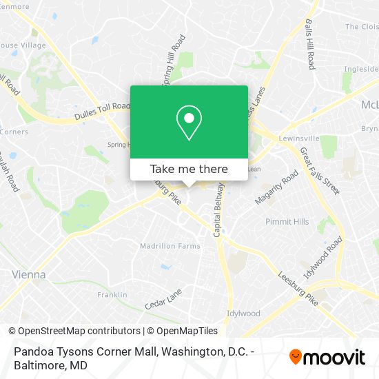 Mapa de Pandoa Tysons Corner Mall