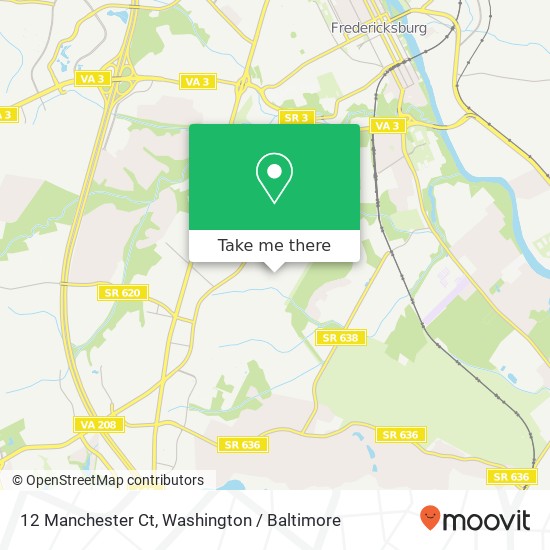 Mapa de 12 Manchester Ct, Fredericksburg, VA 22408