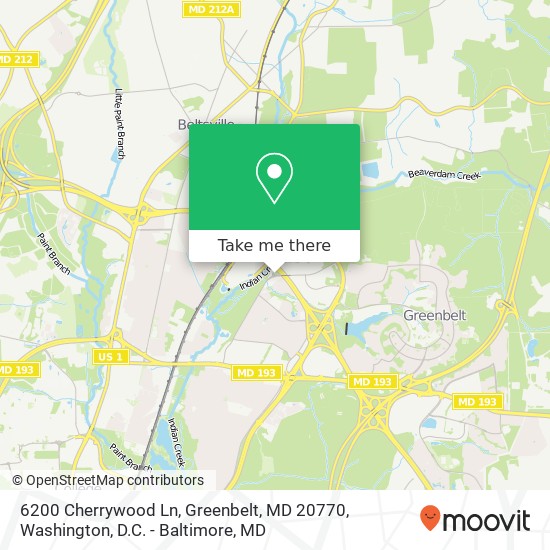 Mapa de 6200 Cherrywood Ln, Greenbelt, MD 20770
