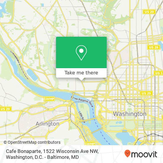 Mapa de Cafe Bonaparte, 1522 Wisconsin Ave NW