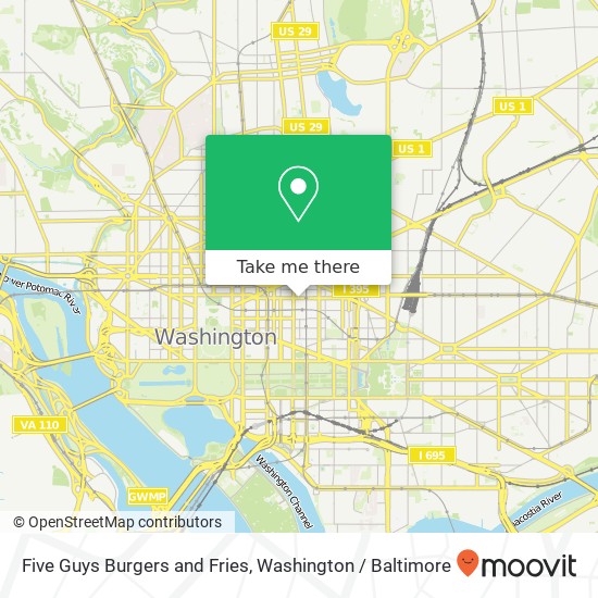 Mapa de Five Guys Burgers and Fries, 808 H St NW