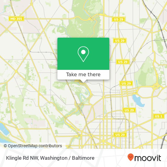 Klingle Rd NW, Washington, DC 20010 map