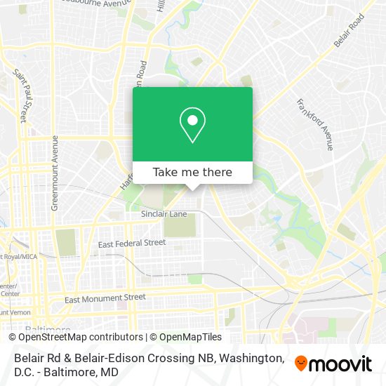 Belair Rd & Belair-Edison Crossing NB map